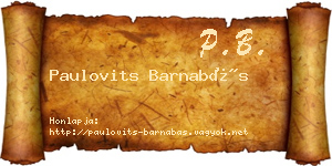Paulovits Barnabás névjegykártya